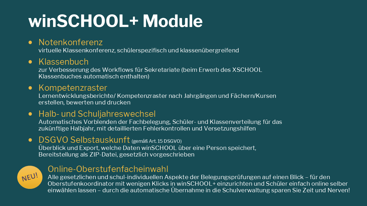 winSCHOOL+ Module im Detail